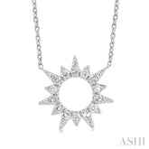 1/5 Ctw Sunburst Round Cut Diamond Fashion Pendant With Chain in 10K White Gold