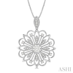 1/3 Ctw Floral Lattice Lovebright Round Cut Diamond Pendant With Chain in 14K White Gold 1/3 Ctw Floral Lattice Lovebright Round Cut Diamond Pendant With Chain in 14K White Gold