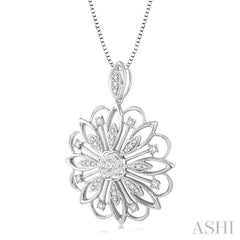 1/3 Ctw Floral Lattice Lovebright Round Cut Diamond Pendant With Chain in 14K White Gold 1/3 Ctw Floral Lattice Lovebright Round Cut Diamond Pendant With Chain in 14K White Gold