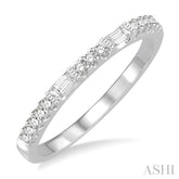 1/4 Ctw Baguette and Round Cut Diamond Stack Band in 14K White Gold