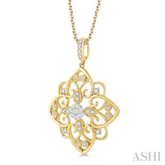 1/3 Ctw Floral Heart Lovebright Round Cut Diamond Pendant With Chain in 14K Yellow and White Gold 1/3 Ctw Floral Heart Lovebright Round Cut Diamond Pendant With Chain in 14K Yellow and White Gold