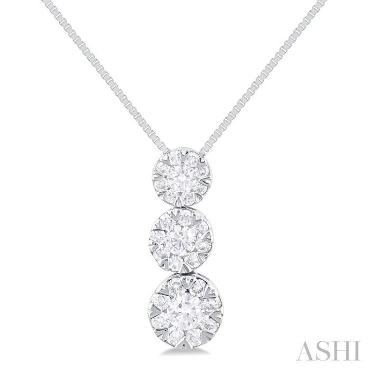 1/4 Ctw Lovebright 3 stone Essential Round Cut Diamond Pendant with Chain in 14K White Gold 1/4 Ctw Lovebright 3 stone Essential Round Cut Diamond Pendant with Chain in 14K White Gold