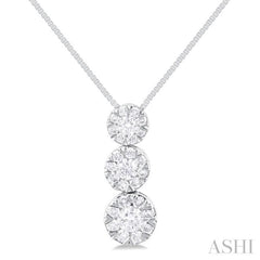1/4 Ctw Lovebright 3 stone Essential Round Cut Diamond Pendant with Chain in 14K White Gold 1/4 Ctw Lovebright 3 stone Essential Round Cut Diamond Pendant with Chain in 14K White Gold