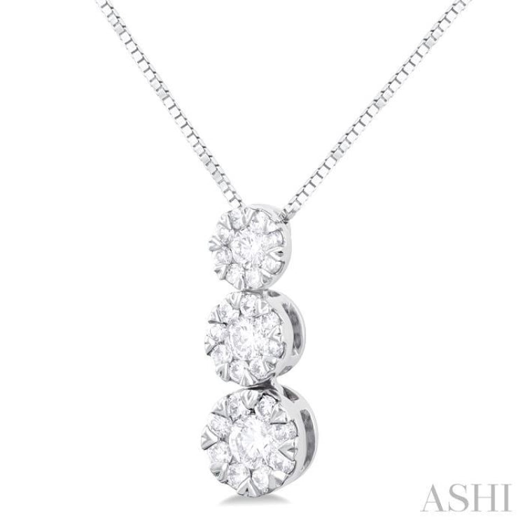 1/4 Ctw Lovebright 3 stone Essential Round Cut Diamond Pendant with Chain in 14K White Gold 1/4 Ctw Lovebright 3 stone Essential Round Cut Diamond Pendant with Chain in 14K White Gold