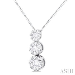 1/4 Ctw Lovebright 3 stone Essential Round Cut Diamond Pendant with Chain in 14K White Gold 1/4 Ctw Lovebright 3 stone Essential Round Cut Diamond Pendant with Chain in 14K White Gold