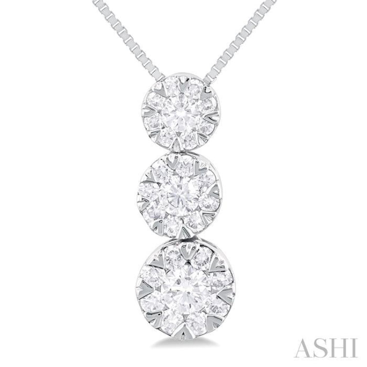 1/4 Ctw Lovebright 3 stone Essential Round Cut Diamond Pendant with Chain in 14K White Gold 1/4 Ctw Lovebright 3 stone Essential Round Cut Diamond Pendant with Chain in 14K White Gold