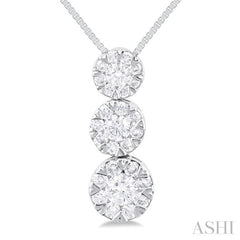 1/4 Ctw Lovebright 3 stone Essential Round Cut Diamond Pendant with Chain in 14K White Gold 1/4 Ctw Lovebright 3 stone Essential Round Cut Diamond Pendant with Chain in 14K White Gold