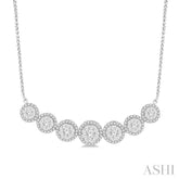1 1/5 Ctw Circular Mount Lovebright Round Cut Diamond Necklace in 14K White Gold