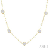 3/4 Ctw Lovebright Mixed Shape Mount Round Cut Diamond Station Necklace in 14K Yellow and White Gold