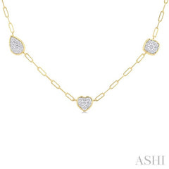 3/4 Ctw Lovebright Mixed Shape Mount Round Cut Diamond Station Necklace in 14K Yellow and White Gold 3/4 Ctw Lovebright Mixed Shape Mount Round Cut Diamond Station Necklace in 14K Yellow and White Gold
