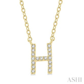 1/20 Ctw Initial 'H' Round Cut Diamond Pendant With Chain in 10K Yellow Gold