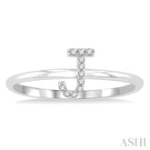 1/20 Ctw Initial 'J' Round Cut Diamond Fashion Ring in 10K White Gold