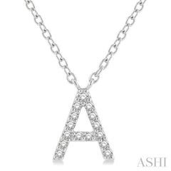 1/20 Ctw Initial 'A' Round Cut Diamond Pendant With Chain in 14K White Gold 1/20 Ctw Initial 'A' Round Cut Diamond Pendant With Chain in 14K White Gold