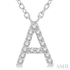 1/20 Ctw Initial 'A' Round Cut Diamond Pendant With Chain in 14K White Gold 1/20 Ctw Initial 'A' Round Cut Diamond Pendant With Chain in 14K White Gold