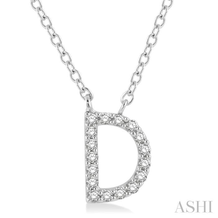 1/20 Ctw Initial 'D' Round Cut Diamond Pendant With Chain in 10K White Gold 1/20 Ctw Initial 'D' Round Cut Diamond Pendant With Chain in 10K White Gold