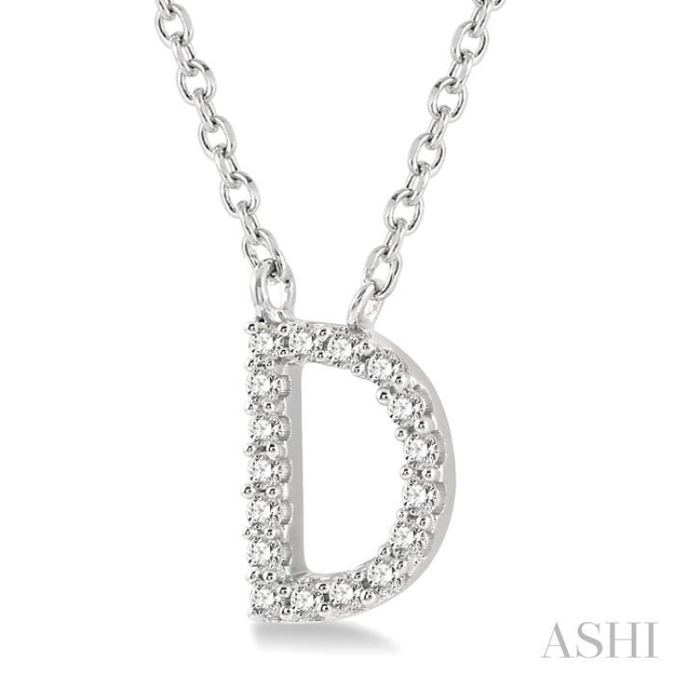 1/20 Ctw Initial 'D' Round Cut Diamond Pendant With Chain in 10K White Gold 1/20 Ctw Initial 'D' Round Cut Diamond Pendant With Chain in 10K White Gold