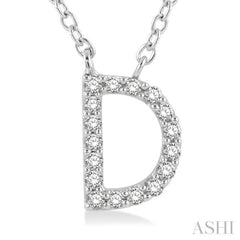 1/20 Ctw Initial 'D' Round Cut Diamond Pendant With Chain in 10K White Gold 1/20 Ctw Initial 'D' Round Cut Diamond Pendant With Chain in 10K White Gold