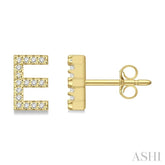 1/10 Ctw Initial 'E' Single Cut Diamond Earrings in 10K Yellow Gold