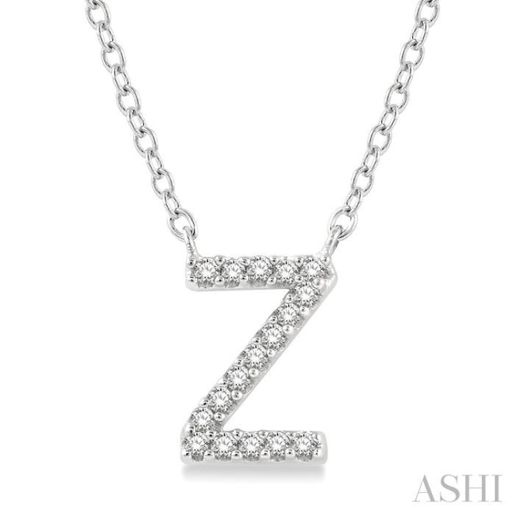 1/20 Ctw Initial 'Z' Round Cut Diamond Pendant With Chain in 14K White Gold 1/20 Ctw Initial 'Z' Round Cut Diamond Pendant With Chain in 14K White Gold