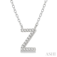 1/20 Ctw Initial 'Z' Round Cut Diamond Pendant With Chain in 14K White Gold 1/20 Ctw Initial 'Z' Round Cut Diamond Pendant With Chain in 14K White Gold