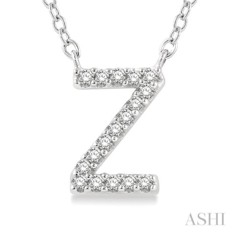 1/20 Ctw Initial 'Z' Round Cut Diamond Pendant With Chain in 14K White Gold 1/20 Ctw Initial 'Z' Round Cut Diamond Pendant With Chain in 14K White Gold