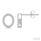 1/10 Ctw Initial 'O' Single Cut Diamond Earrings in 10K White Gold