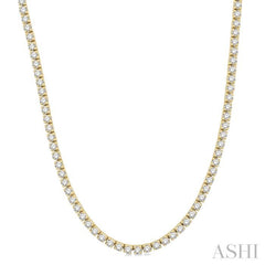 10 Ctw Round Cut Diamond Tennis Necklace in 14K Yellow Gold 10 Ctw Round Cut Diamond Tennis Necklace in 14K Yellow Gold