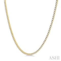 10 Ctw Round Cut Diamond Tennis Necklace in 14K Yellow Gold 10 Ctw Round Cut Diamond Tennis Necklace in 14K Yellow Gold