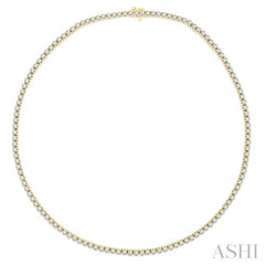 10 Ctw Round Cut Diamond Tennis Necklace in 14K Yellow Gold 10 Ctw Round Cut Diamond Tennis Necklace in 14K Yellow Gold