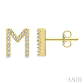 1/8 Ctw Initial 'M' Single Cut Diamond Earrings in 10K Yellow Gold
