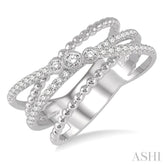 1/3 Ctw Cris-Cross Layered Diamond Fashion Ring in 14K White Gold