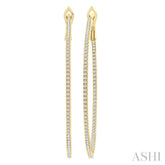 3/4 Ctw Inside & Outside Round Cut Diamond Hoop Earring in 14K Yellow Gold