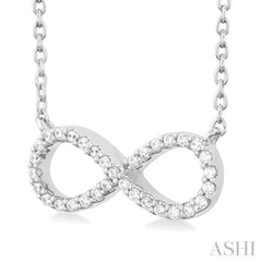 1/10 Ctw Round Cut Diamond Infinity Petite Pendant With Chain in 14K White Gold 1/10 Ctw Round Cut Diamond Infinity Petite Pendant With Chain in 14K White Gold