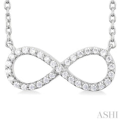 1/10 Ctw Round Cut Diamond Infinity Petite Pendant With Chain in 14K White Gold 1/10 Ctw Round Cut Diamond Infinity Petite Pendant With Chain in 14K White Gold