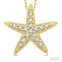 1/6 Ctw Round Cut Diamond Sea Star Pendant in 14K Yellow Gold with Chain 1/6 Ctw Round Cut Diamond Sea Star Pendant in 14K Yellow Gold with Chain