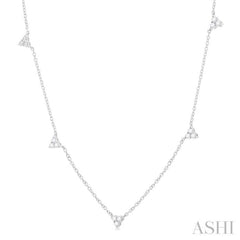 1/2 Ctw Trio Round Cut Diamond Station Necklace in 14K White Gold 1/2 Ctw Trio Round Cut Diamond Station Necklace in 14K White Gold