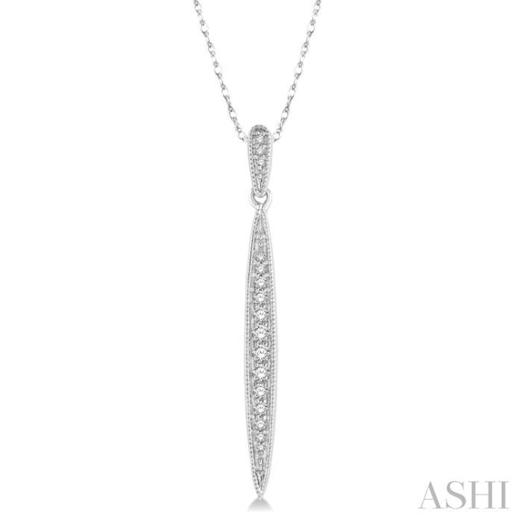 1/6 Ctw Spike Round Cut Diamond Pendant With Link Chain in 10K White Gold 1/6 Ctw Spike Round Cut Diamond Pendant With Link Chain in 10K White Gold