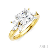 1/2 Ctw Akari Princess Shape Marquise and Round Cut Diamond Semi-Mount Engagement Ring in 14K Yellow and White Gold