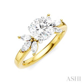 1/2 Ctw Akari Circular Shape Marquise and Round Cut Diamond Semi-Mount Engagement Ring in 14K Yellow and White Gold
