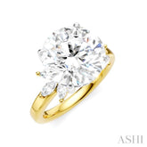 1/2 Ctw Akari Circular Shape Marquise and Round Cut Diamond Semi-Mount Engagement Ring in 14K Yellow and White Gold