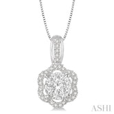 1/2 Ctw Round Cut Diamond Lovebright Pendant in 14K White Gold with Chain
