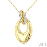 1/3 Ctw Interlocked Circle Round Cut Diamond Oval Shaped Aeris Gold Fashion Pendant With Chain in 14K Yellow Gold