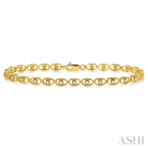 1/4 Ctw Oval Shape Round Cut Diamond Link Bracelet in 10K Yellow Gold
