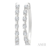 1/4 Ctw Round Cut Diamond Floating Hoop Fashion Earrings in 10K White Gold
