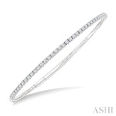 1 Ctw Round Cut Diamond Halfway Straight Flex Bangle in 14K White Gold