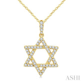 1/4 Ctw Star Of David Round Cut Diamond Fashion Pendant With Chain in 14K Yellow Gold