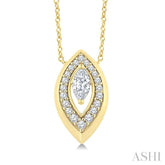 1/3 Ctw Open Window Marquise and Round Cut Golden Glow Diamond Fashion Pendant With Chain in 14K Yellow Gold