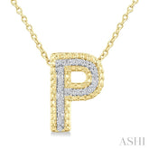 1/20 Ctw Bubble Accent Initial 'P' Round Cut Diamond Fashion Pendant With Chain in Yellow Gold Vermeil