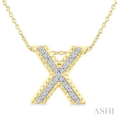 1/20 Ctw Bubble Accent Initial 'X' Round Cut Diamond Fashion Pendant With Chain in Yellow Gold Vermeil