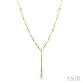1 Ctw Marquise Cut Diamond Teardrop Bar Necklace in 14K Yellow Gold